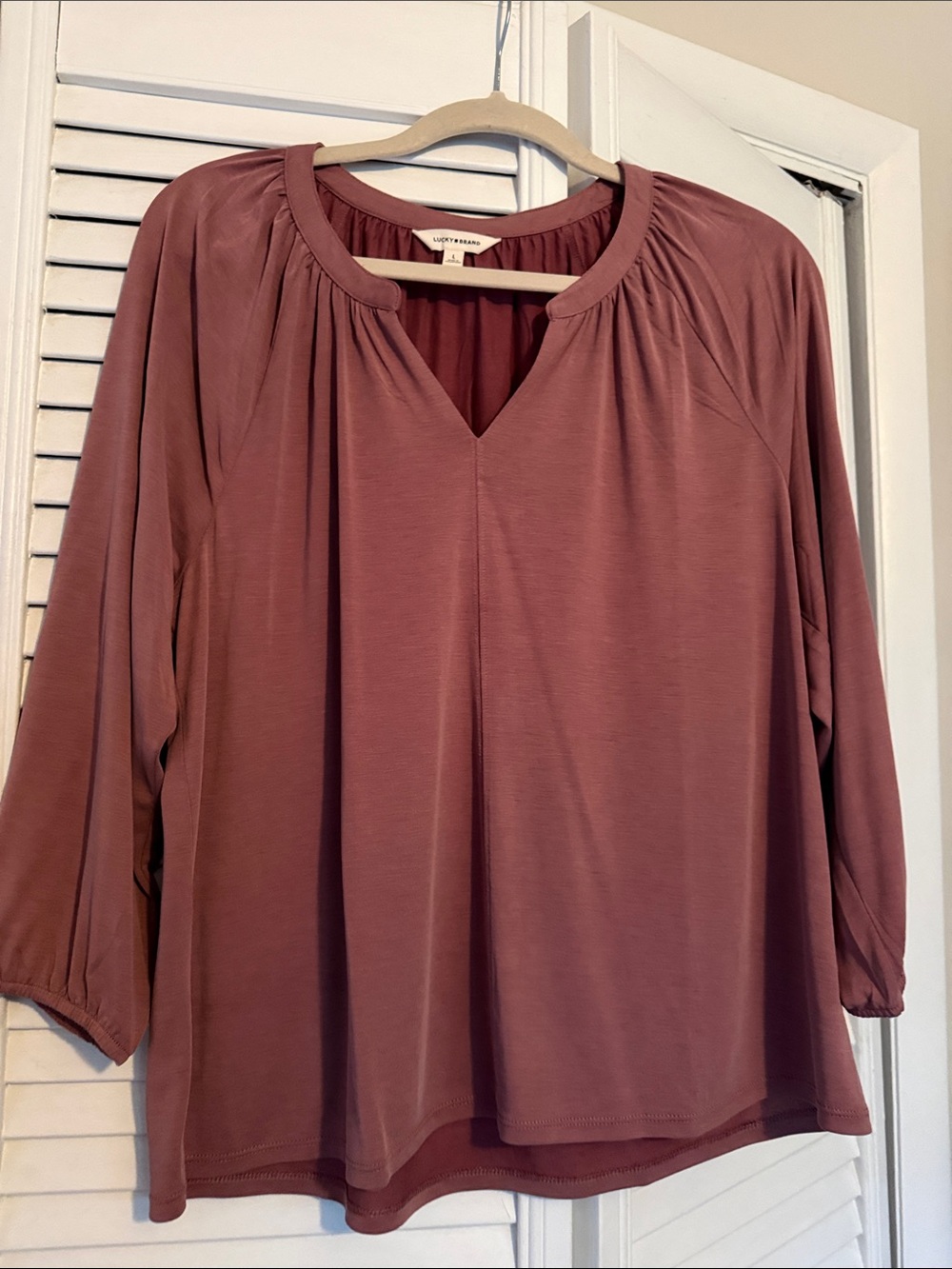 Lucky Brand Rosewood Peasant Blouse - Long Sleeve